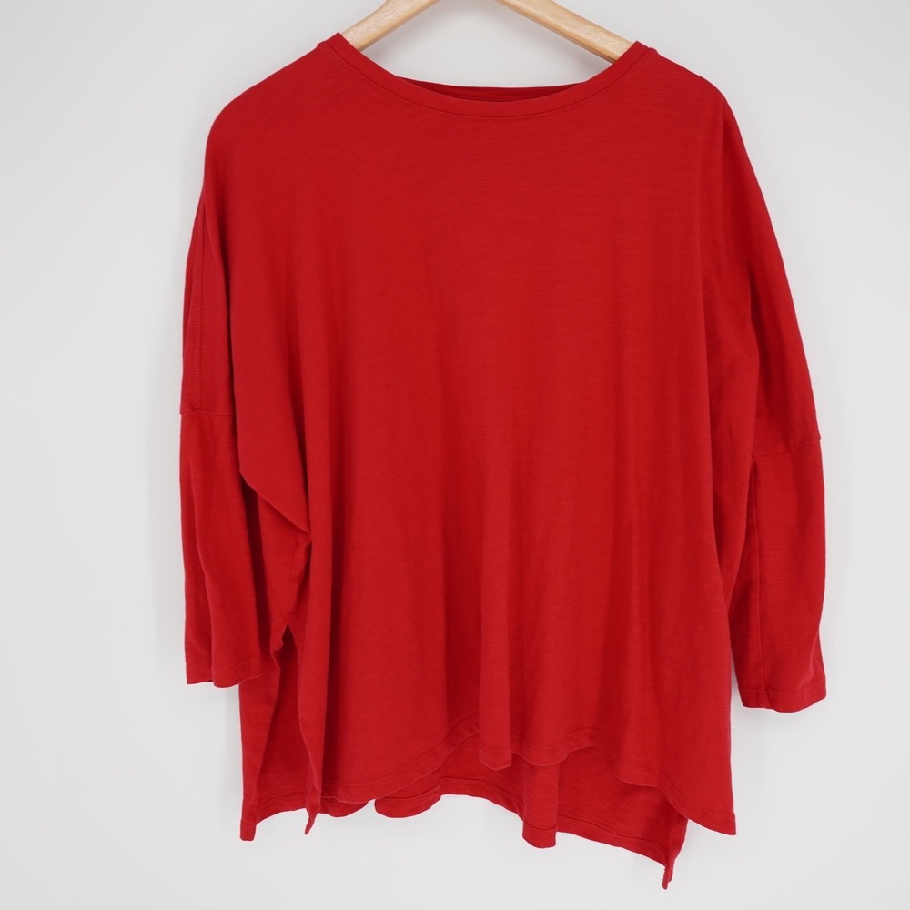 Mersea Tunic Top Womens One Size Red Cotton Relaxed Coastal Casual Lagenlook